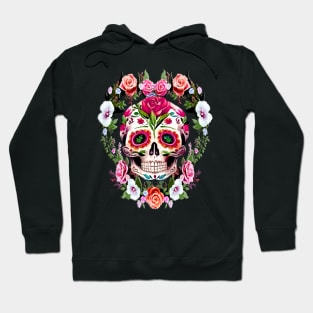 Heart Floral Sugar Skull Day Of The Dead Hoodie